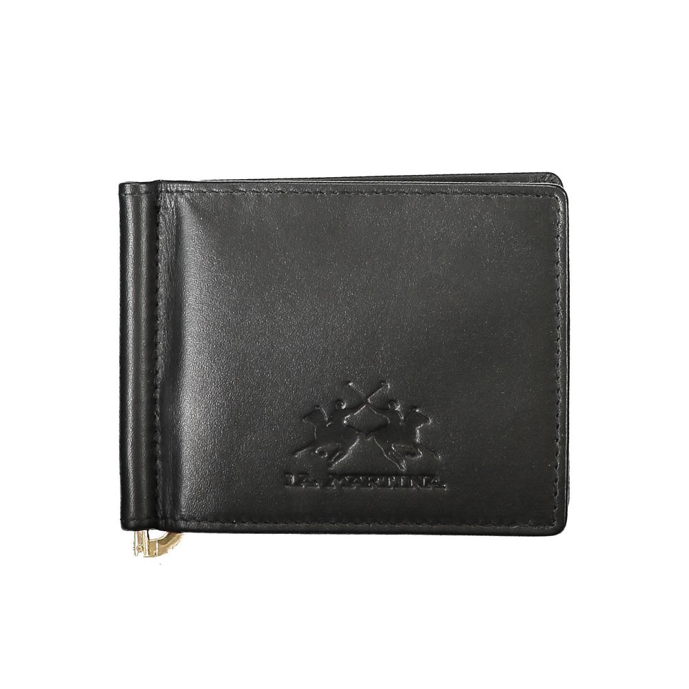 Cartera de cuero negra para hombre