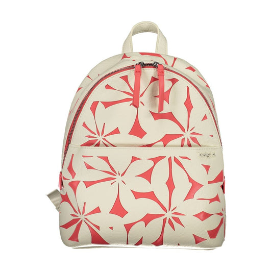 White and Pink Polyethylene Backpack