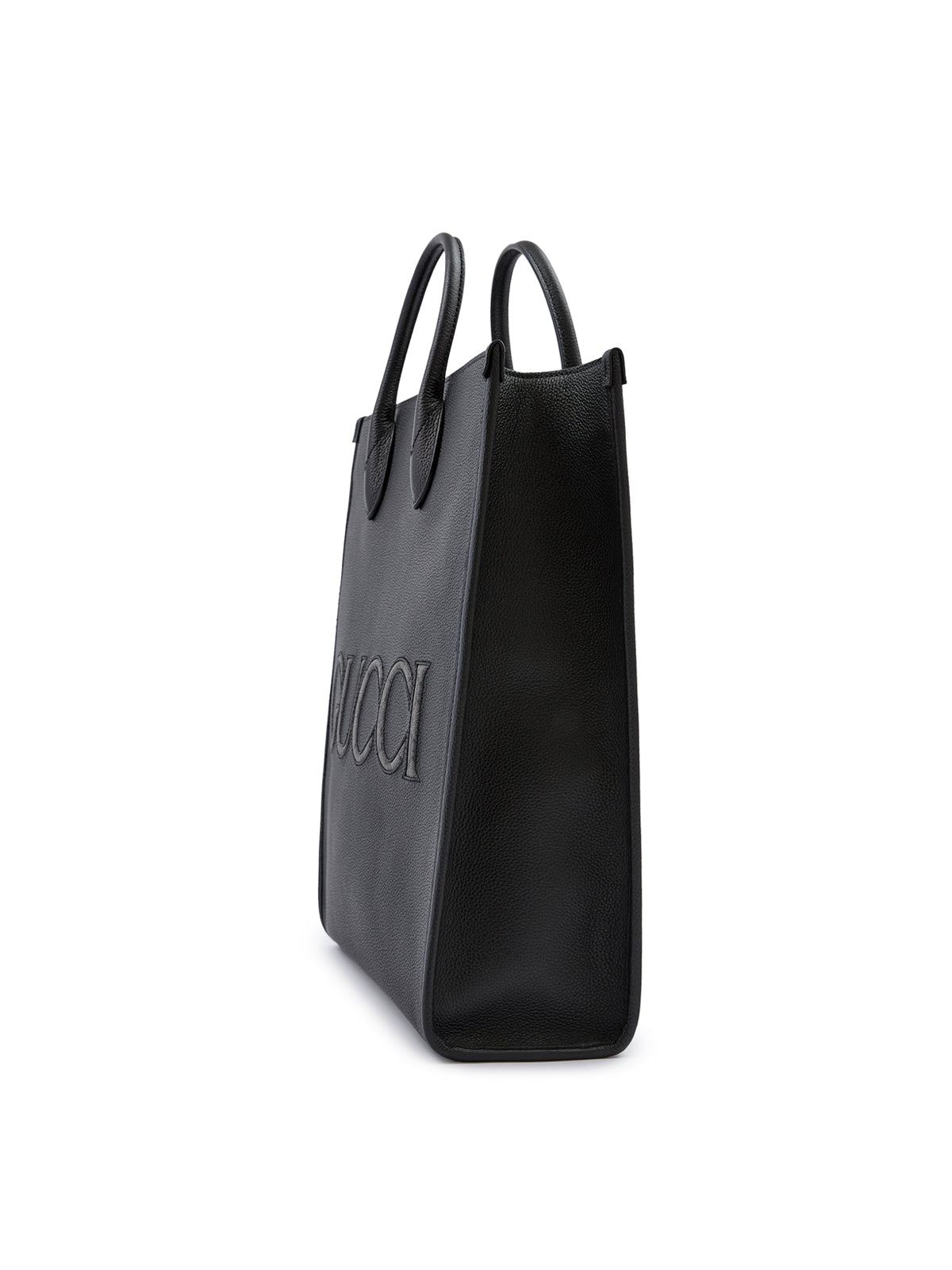Sac fourre-tout moyen en cuir noir avec logo