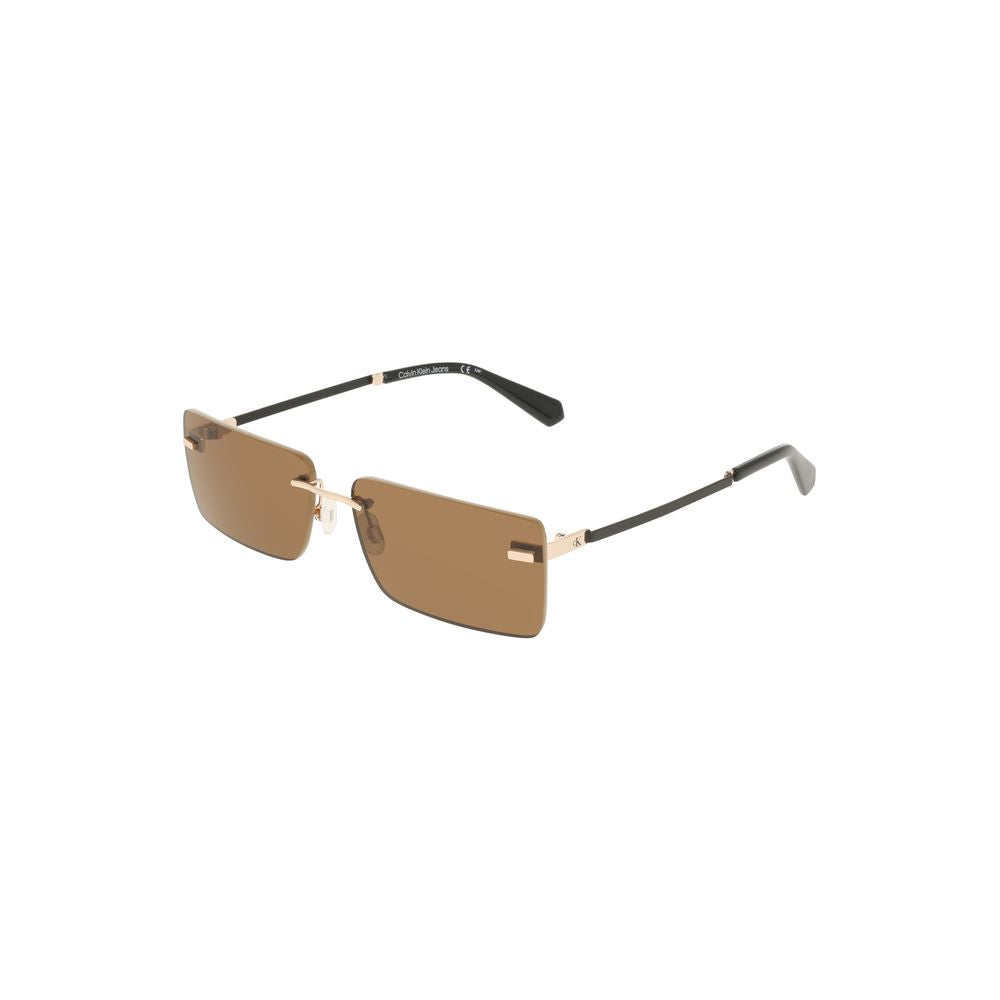 Lunettes de soleil en métal beige