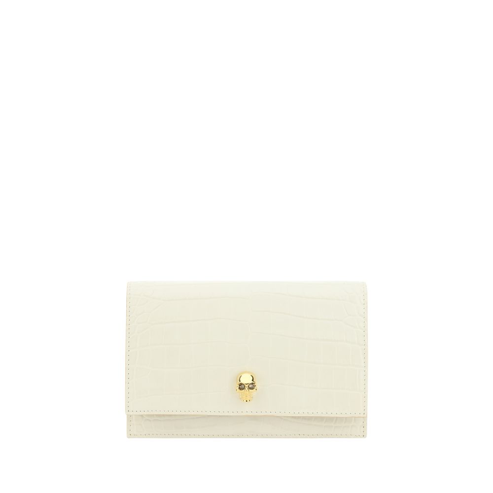 Small Skull Bag in Embossed Croc Ivory