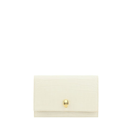 Small Skull Bag in Embossed Croc Ivory