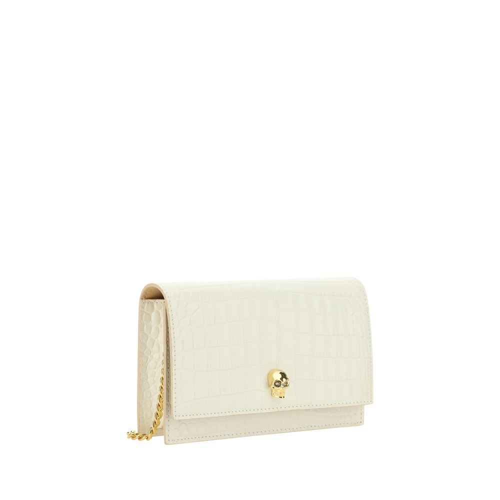 Small Skull Bag in Embossed Croc Ivory