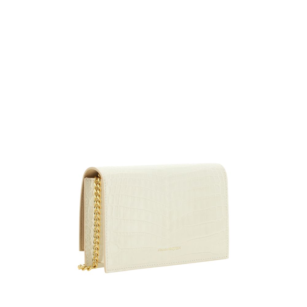 Small Skull Bag in Embossed Croc Ivory