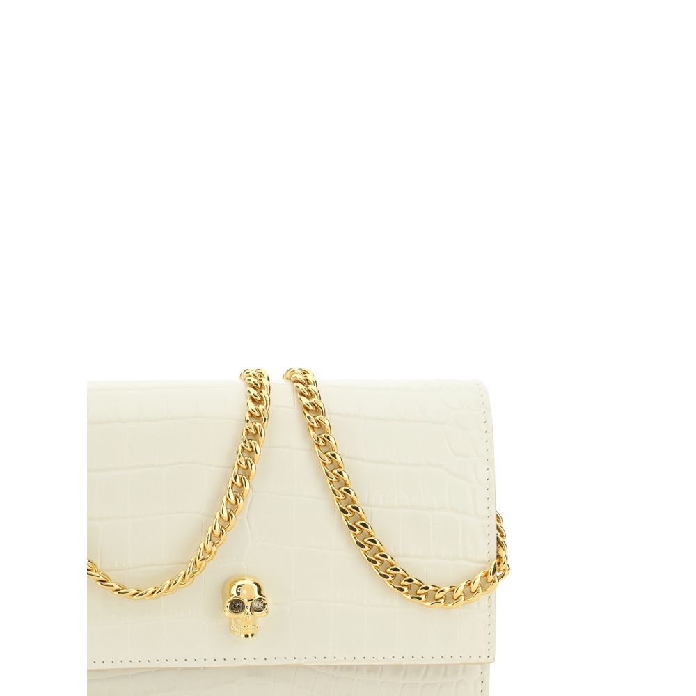 Small Skull Bag in Embossed Croc Ivory