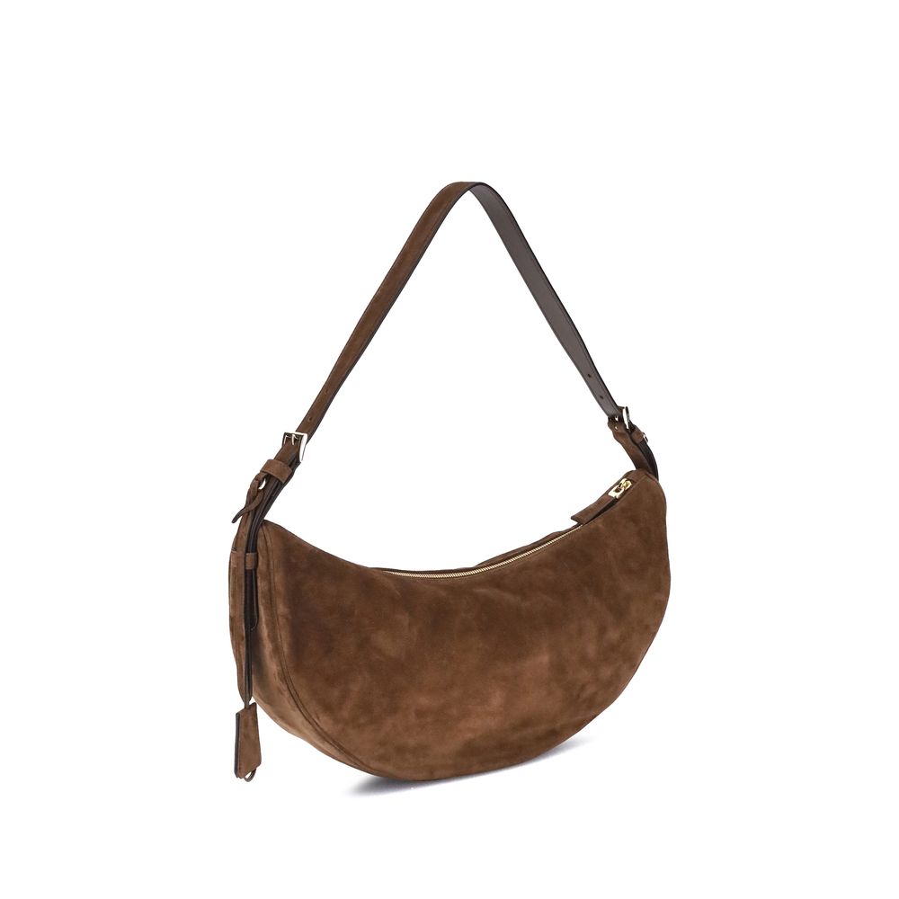 Demi-Lune Large Suede Shoulder Bag