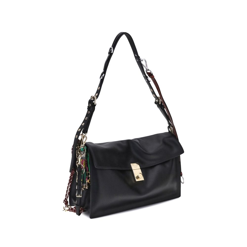 Soft Sound Large Leather Shoulder Bag with Charms