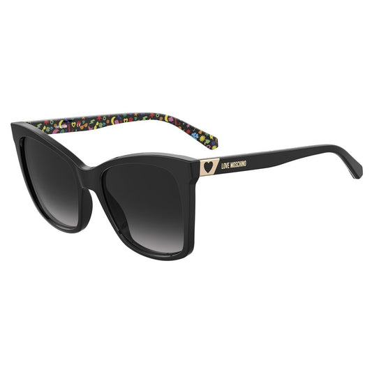 Lunettes de soleil en cuir de veau noir