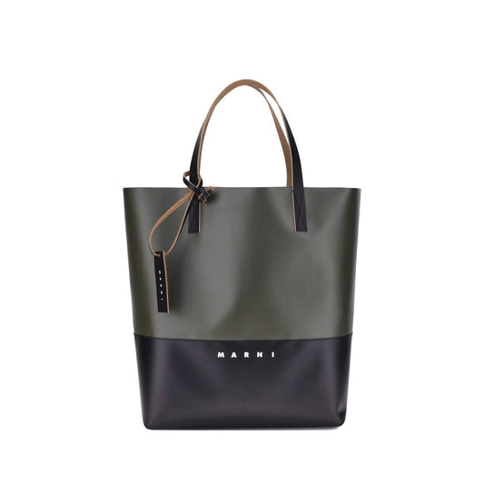 Tribeca Shopping Bag in Deep Sage and Black