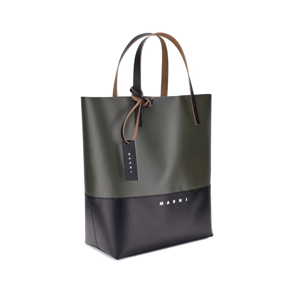 Tribeca Shopping Bag in Deep Sage and Black