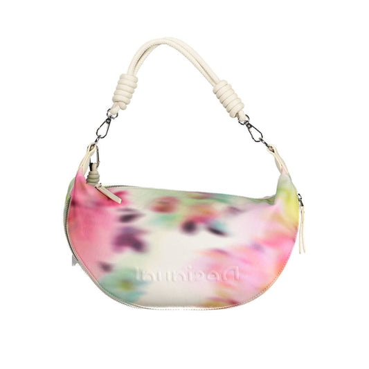 White/Multicolor Polyethylene Women Handbag