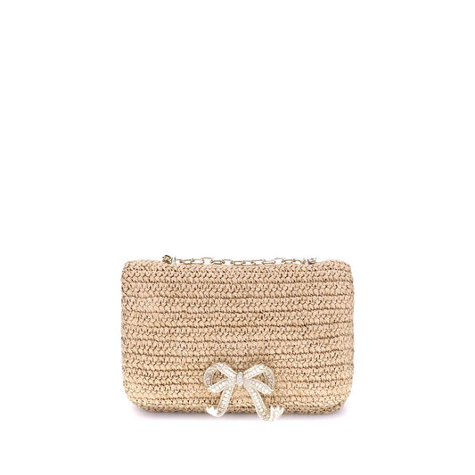 Raffia Bow Charm Shoulder Bag