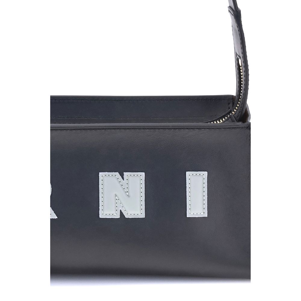Black Leather Museo Baguette Bag
