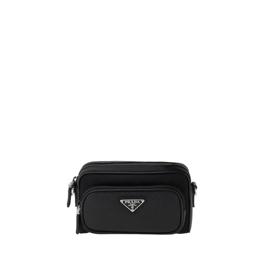 Re-Nylon and Saffiano Leather Shoulder Bag