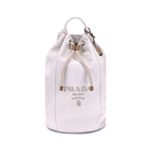 Linen Blend Drawstring Duffel Bag