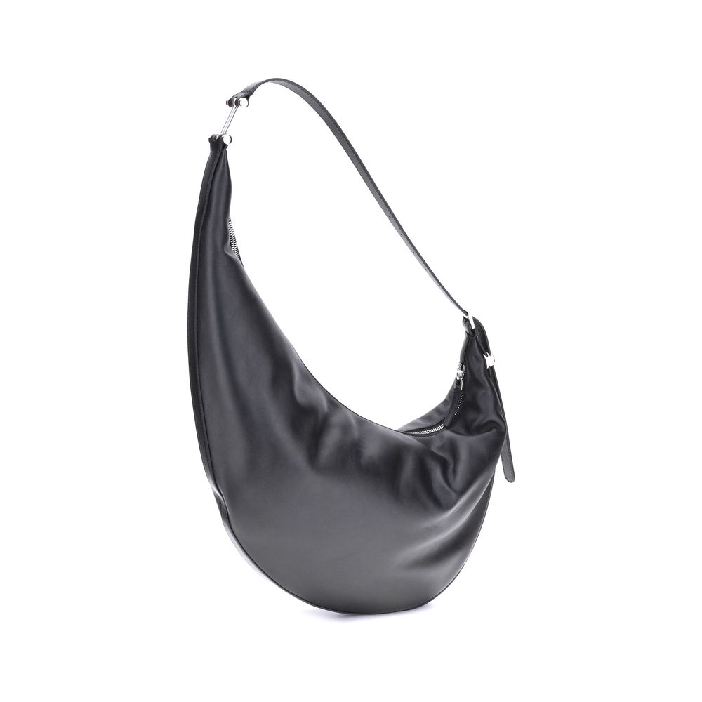 Black Leather Dot Small Hobo Bag