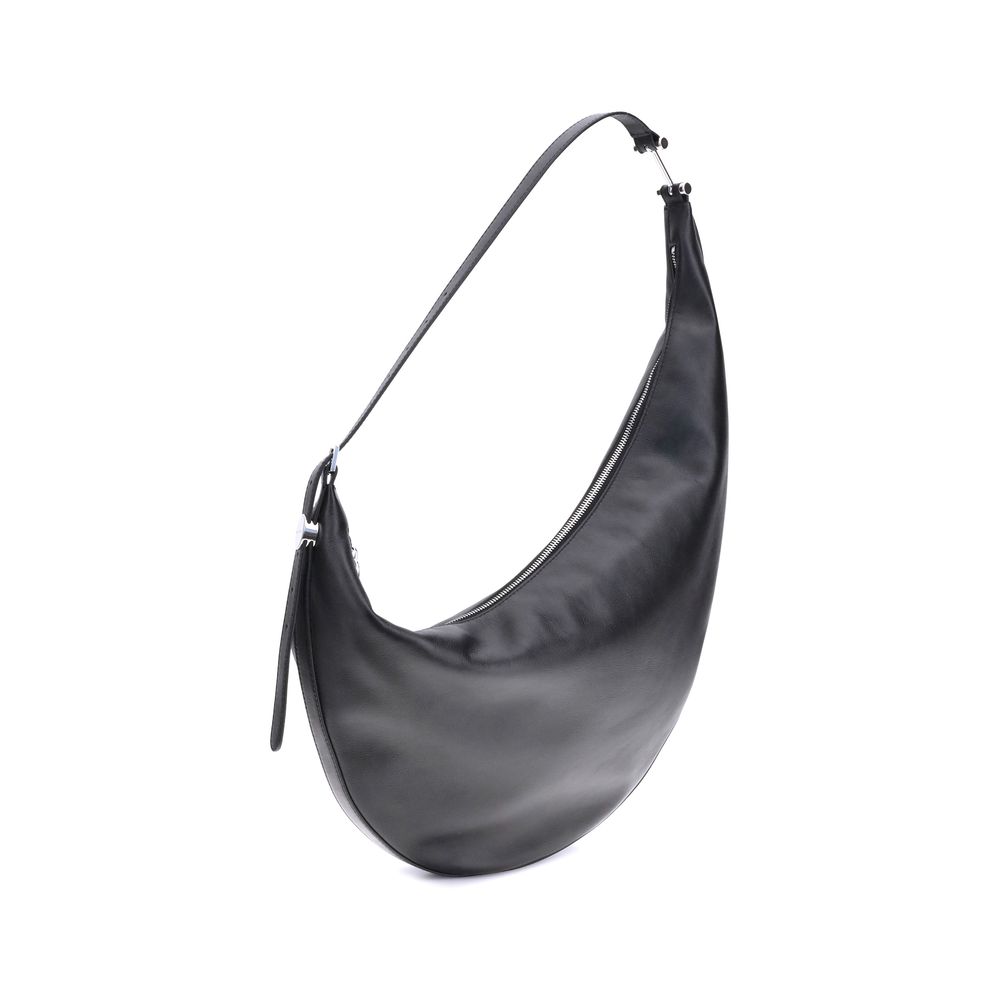 Black Leather Dot Small Hobo Bag
