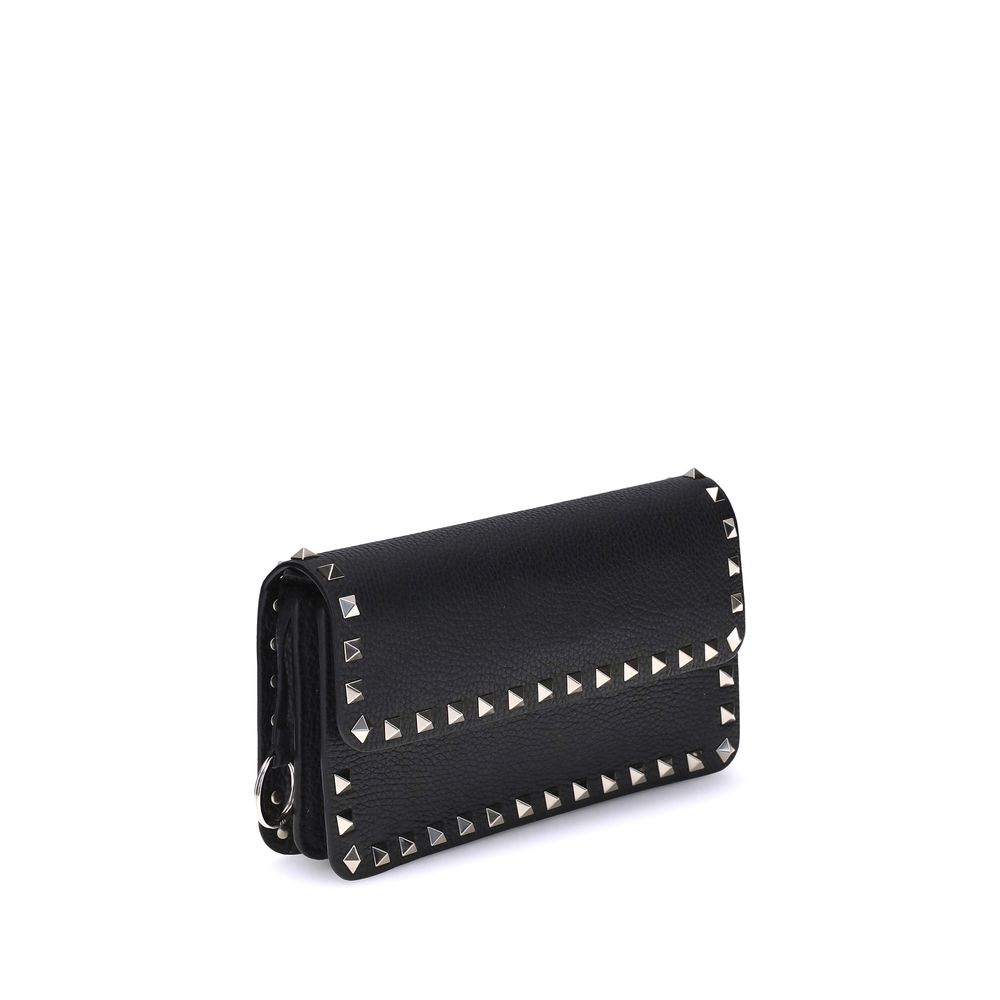 Rockstud Grainy Calfskin Chain Pouch