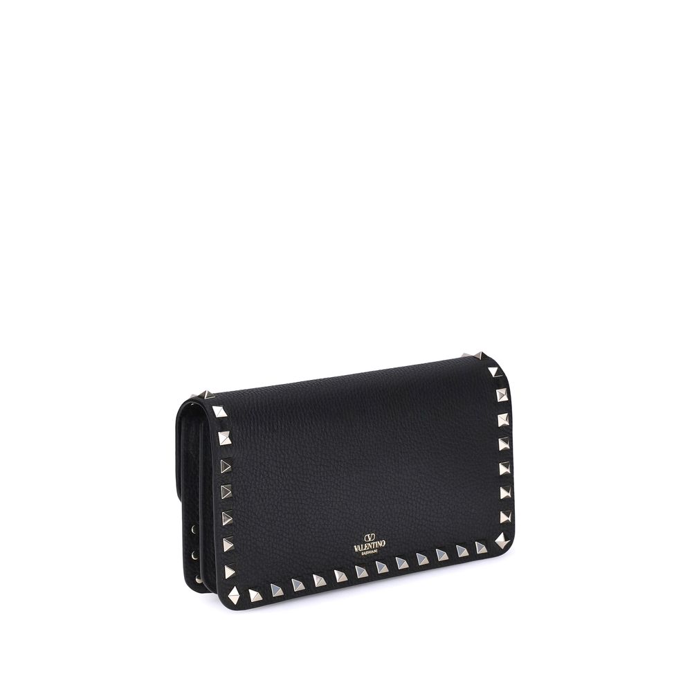 Rockstud Grainy Calfskin Chain Pouch