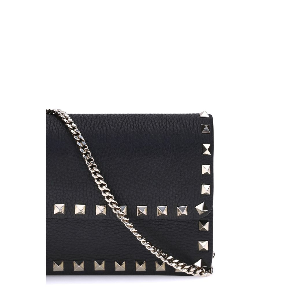 Rockstud Grainy Calfskin Chain Pouch