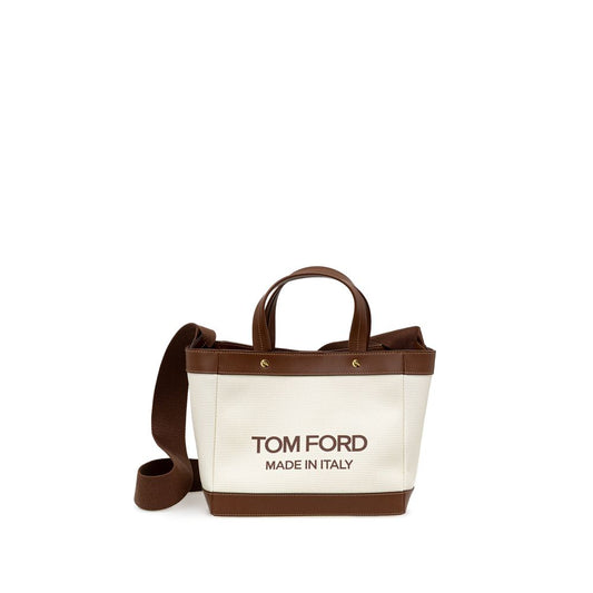 Canvas and Leather T Screw Medium Tote