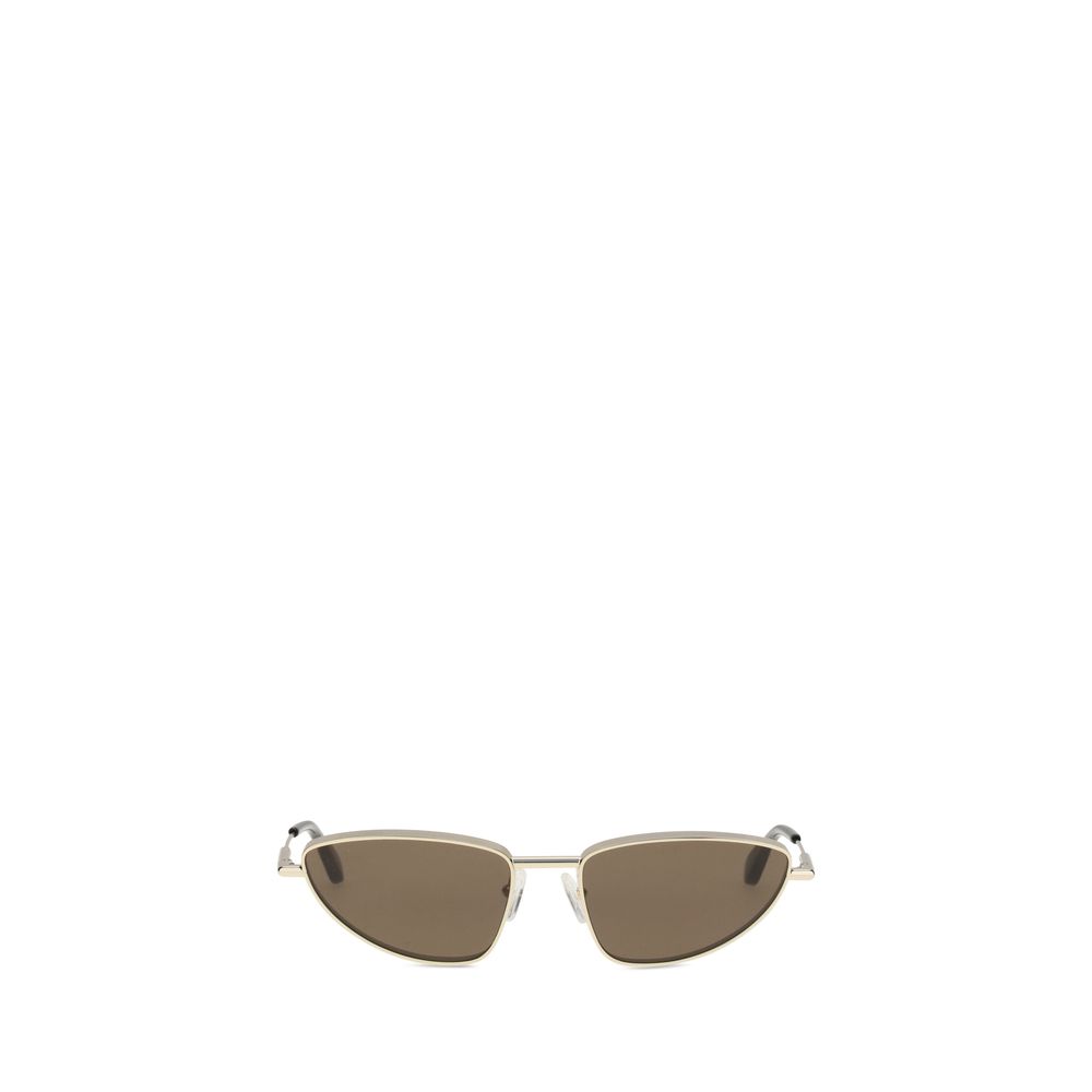 T-Bar Soft Cat-Eye Metal Sunglasses in Brown and Gold