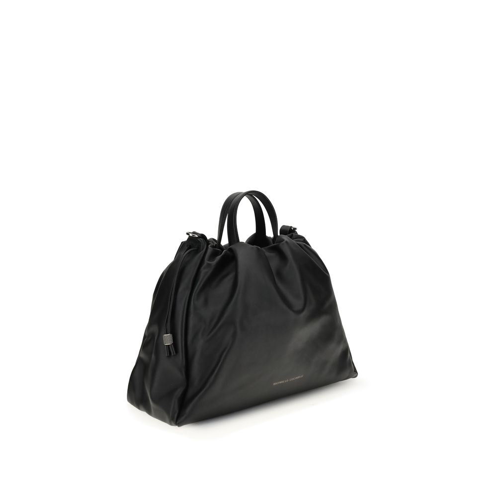Bolso shopping Mellow grande en piel suave con monili