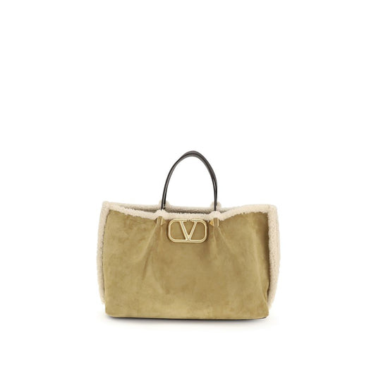Medium Suede Shopping Bag with Sheepskin Lining